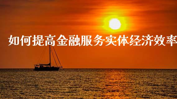 如何提高金融服务实体经济效率_https://qh.lansai.wang_股票新闻_第1张