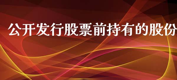 公开发行股票前持有的股份_https://qh.lansai.wang_期货理财_第1张