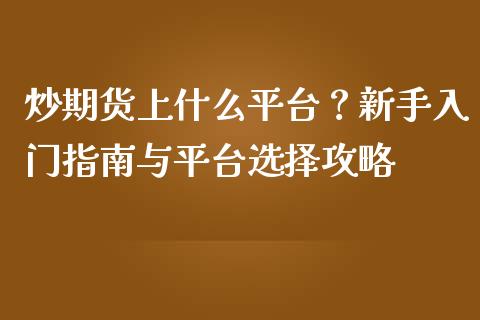 炒期货上什么平台？新手入门指南与平台选择攻略_https://qh.lansai.wang_期货喊单_第1张