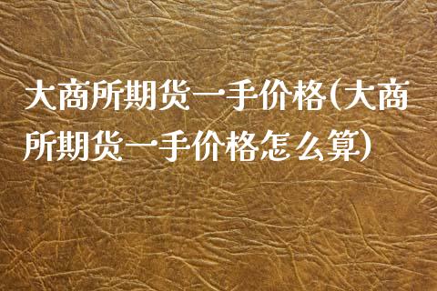 大商所期货一手价格(大商所期货一手价格怎么算)_https://qh.lansai.wang_期货喊单_第1张