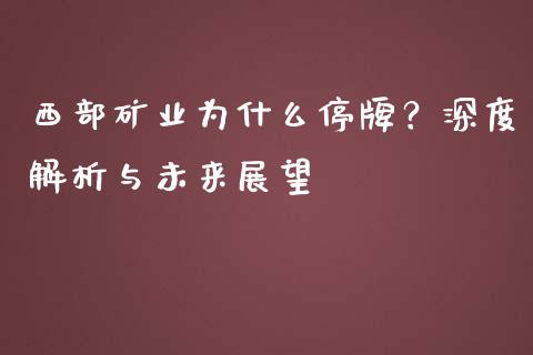 西部矿业为什么停牌？深度解析与未来展望_https://qh.lansai.wang_期货理财_第1张