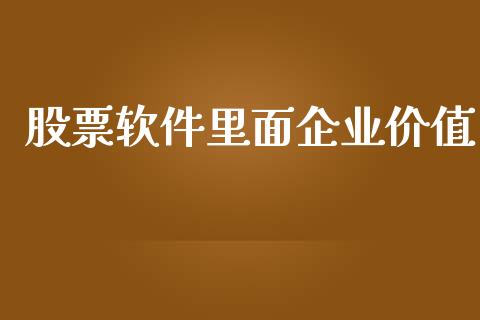 股票软件里面企业价值_https://qh.lansai.wang_期货理财_第1张
