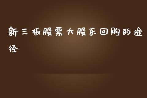 新三板股票大股东回购的途径_https://qh.lansai.wang_期货喊单_第1张
