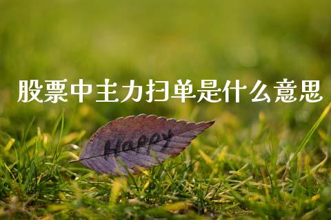 股票中主力扫单是什么意思_https://qh.lansai.wang_新股数据_第1张