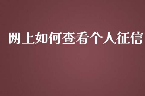 网上如何查看个人征信_https://qh.lansai.wang_股票技术分析_第1张