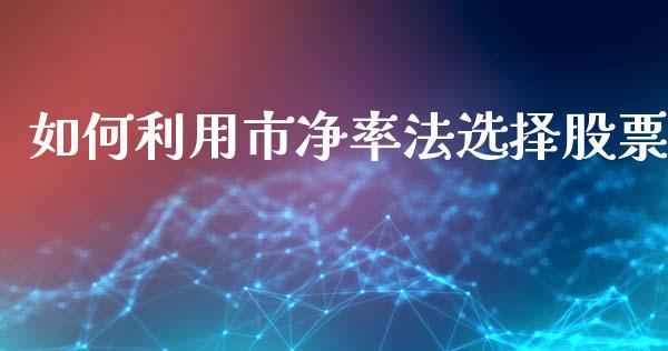 如何利用市净率法选择股票_https://qh.lansai.wang_期货喊单_第1张