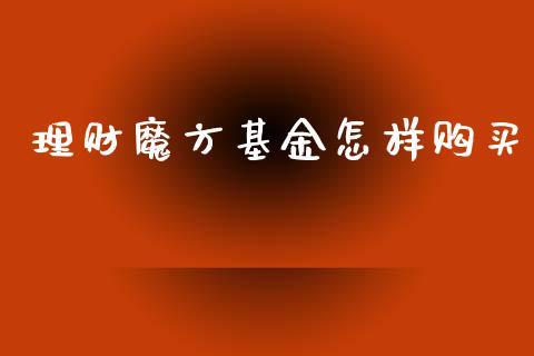 理财魔方基金怎样购买_https://qh.lansai.wang_期货理财_第1张