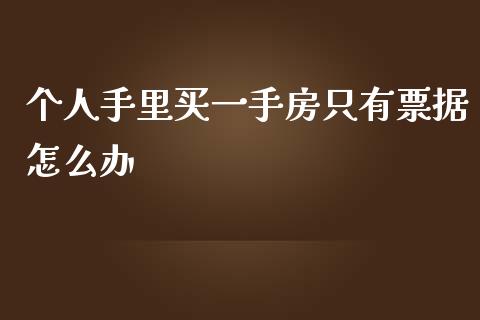 个人手里买一手房只有票据怎么办_https://qh.lansai.wang_期货理财_第1张