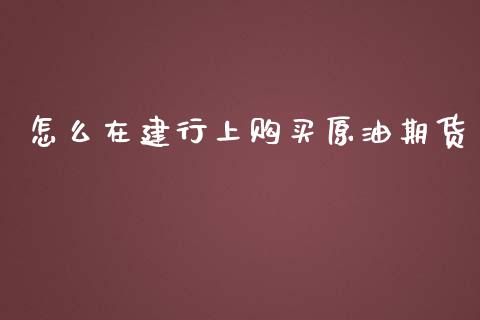 怎么在建行上购买原油期货_https://qh.lansai.wang_期货怎么玩_第1张