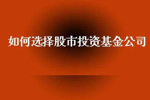 如何选择股市投资基金公司_https://qh.lansai.wang_期货理财_第1张