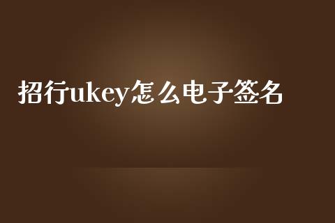 招行ukey怎么电子签名_https://qh.lansai.wang_期货喊单_第1张