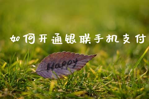 如何开通银联手机支付_https://qh.lansai.wang_新股数据_第1张
