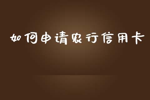 如何申请农行信用卡_https://qh.lansai.wang_股票技术分析_第1张