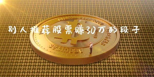 别人推荐股票赚30万的段子_https://qh.lansai.wang_期货喊单_第1张