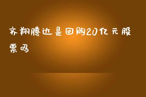 齐翔腾达是回购20亿元股票吗_https://qh.lansai.wang_新股数据_第1张