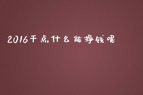 2016干点什么能挣钱呢_https://qh.lansai.wang_新股数据_第1张