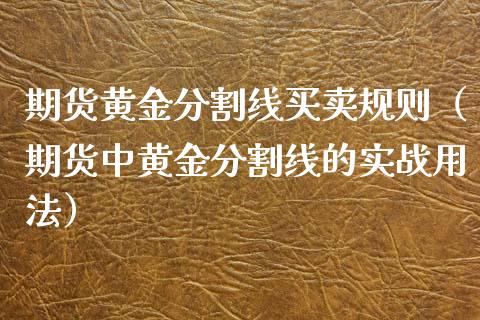 期货黄金分割线买卖规则（期货中黄金分割线的实战用法）_https://qh.lansai.wang_期货喊单_第1张