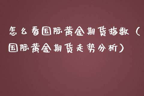 怎么看国际黄金期货指数（国际黄金期货走势分析）_https://qh.lansai.wang_期货怎么玩_第1张