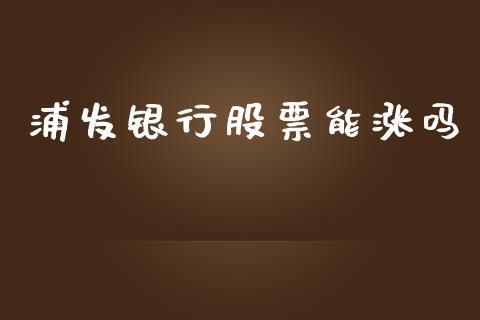 浦发银行股票能涨吗_https://qh.lansai.wang_新股数据_第1张