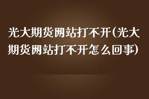 光大期货网站打不开(光大期货网站打不开怎么回事)_https://qh.lansai.wang_期货喊单_第1张