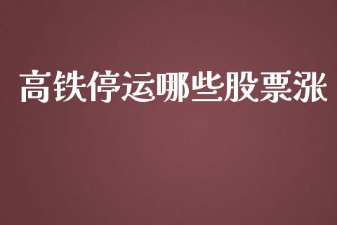 高铁停运哪些股票涨_https://qh.lansai.wang_期货怎么玩_第1张