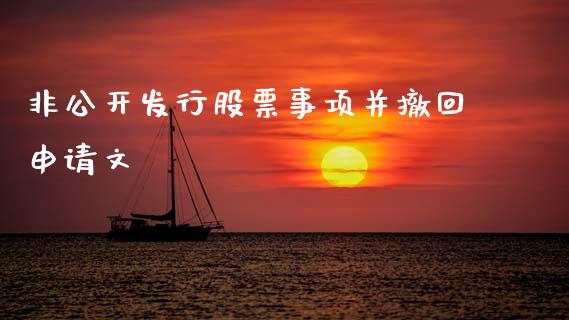 非公开发行股票事项并撤回申请文_https://qh.lansai.wang_新股数据_第1张