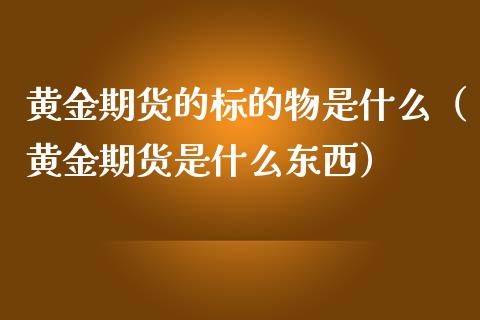 黄金期货的标的物是什么（黄金期货是什么东西）_https://qh.lansai.wang_股票技术分析_第1张