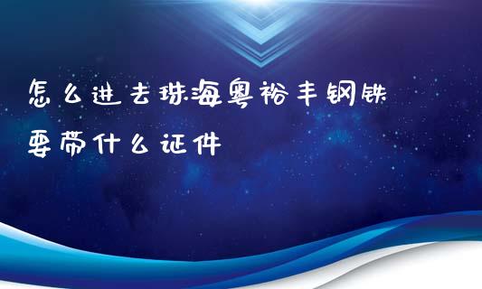 怎么进去珠海粤裕丰钢铁 要带什么证件_https://qh.lansai.wang_股票新闻_第1张