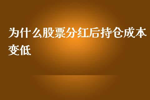 为什么股票分红后持仓成本变低_https://qh.lansai.wang_新股数据_第1张