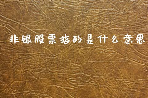 非银股票指的是什么意思_https://qh.lansai.wang_新股数据_第1张