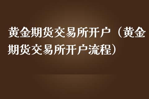 黄金期货交易所开户（黄金期货交易所开户流程）_https://qh.lansai.wang_期货喊单_第1张