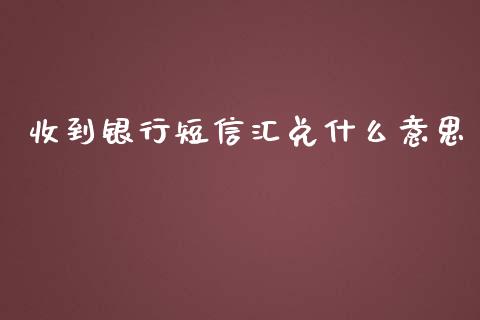 收到银行短信汇兑什么意思_https://qh.lansai.wang_期货理财_第1张