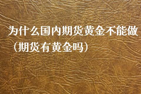 为什么国内期货黄金不能做（期货有黄金吗）_https://qh.lansai.wang_股票技术分析_第1张