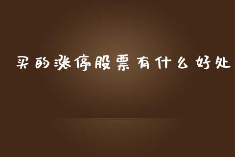 买的涨停股票有什么好处_https://qh.lansai.wang_新股数据_第1张