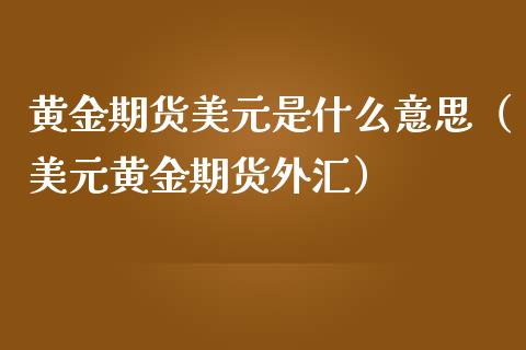 黄金期货美元是什么意思（美元黄金期货外汇）_https://qh.lansai.wang_期货喊单_第1张