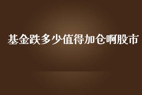 基金跌多少值得加仓啊股市_https://qh.lansai.wang_期货理财_第1张