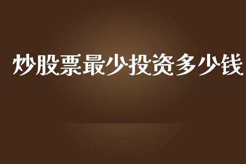 炒股票最少投资多少钱_https://qh.lansai.wang_期货怎么玩_第1张