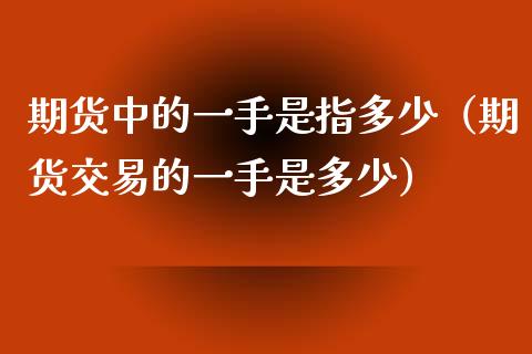 期货中的一手是指多少（期货交易的一手是多少）_https://qh.lansai.wang_海康威视股票_第1张