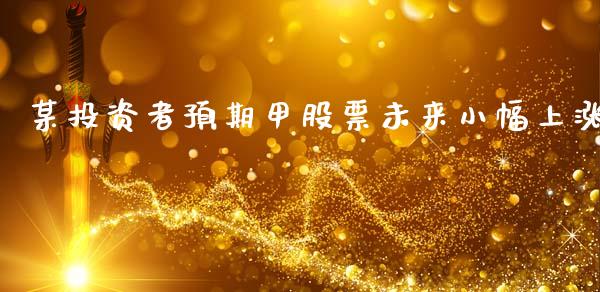 某投资者预期甲股票未来小幅上涨_https://qh.lansai.wang_期货喊单_第1张
