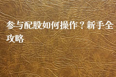 参与配股如何操作？新手全攻略_https://qh.lansai.wang_海康威视股票_第1张