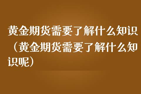 黄金期货需要了解什么知识（黄金期货需要了解什么知识呢）_https://qh.lansai.wang_期货喊单_第1张