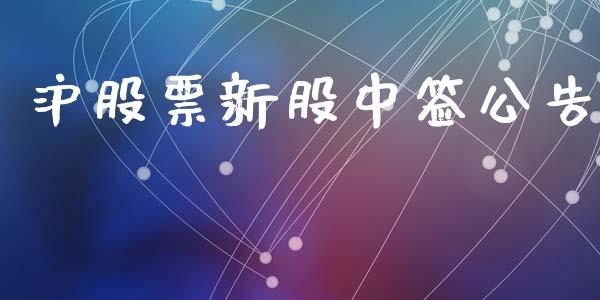 沪股票新股中签公告_https://qh.lansai.wang_期货理财_第1张