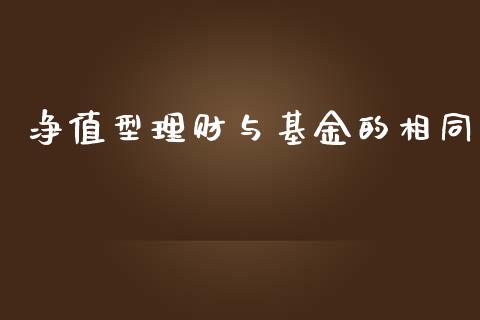 净值型理财与基金的相同_https://qh.lansai.wang_期货理财_第1张