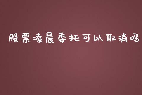 股票凌晨委托可以取消吗_https://qh.lansai.wang_期货怎么玩_第1张