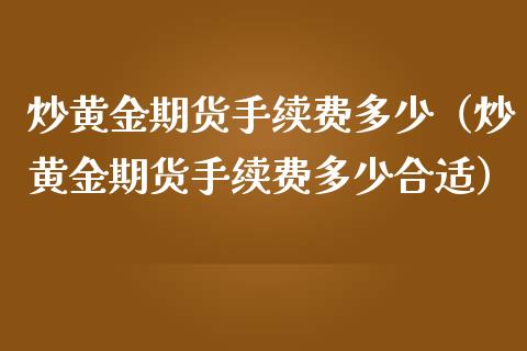 炒黄金期货手续费多少（炒黄金期货手续费多少合适）_https://qh.lansai.wang_期货怎么玩_第1张