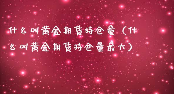 什么叫黄金期货持仓量（什么叫黄金期货持仓量最大）_https://qh.lansai.wang_股票技术分析_第1张