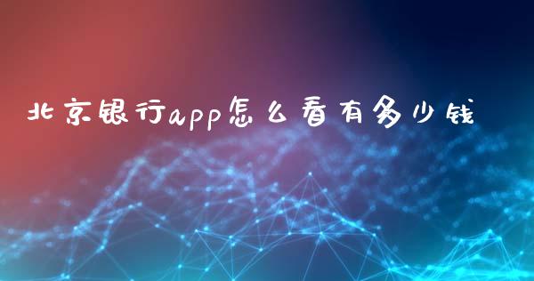 北京银行app怎么看有多少钱_https://qh.lansai.wang_期货喊单_第1张