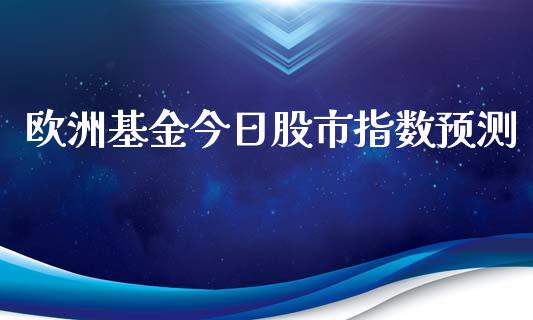 欧洲基金今日股市指数预测_https://qh.lansai.wang_期货理财_第1张