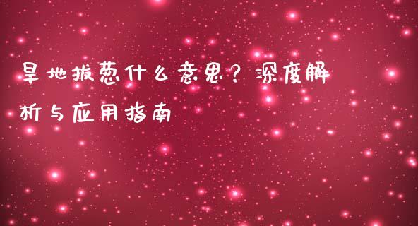 旱地拔葱什么意思？深度解析与应用指南_https://qh.lansai.wang_股票技术分析_第1张