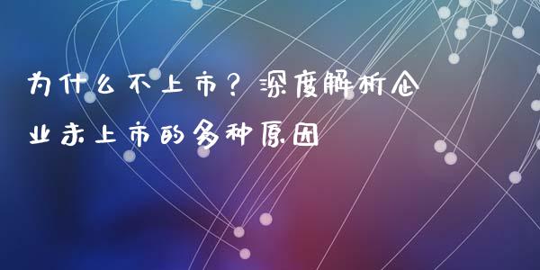 为什么不上市？深度解析企业未上市的多种原因_https://qh.lansai.wang_期货理财_第1张